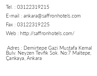 Saffron Otel Ankara iletiim bilgileri